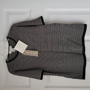 Blouse, Jones New York, sz 14, blk/WHT strip